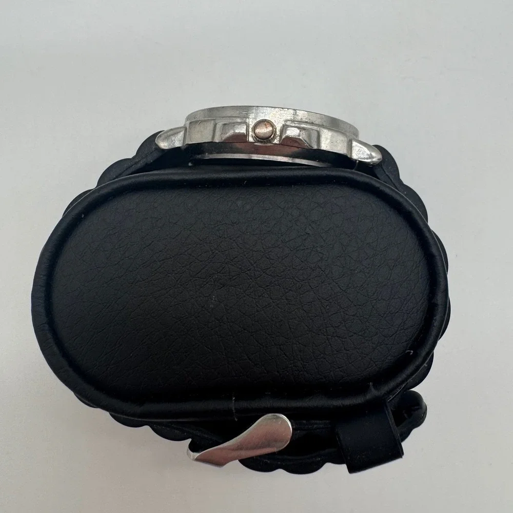 Disney Mickey Mouse Accutime Watch Corp MK1080 Silver Dial Black Rubber Strap